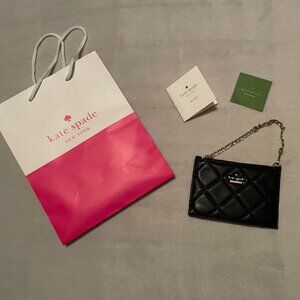 Kate Spade Emerson Place Caroline Zipper Wristlet Pouch Color: Black/Gold